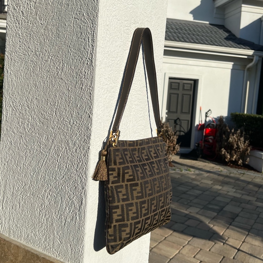 Fendi Zucca Tassel Shoulder Bag - Picture 7 of 12